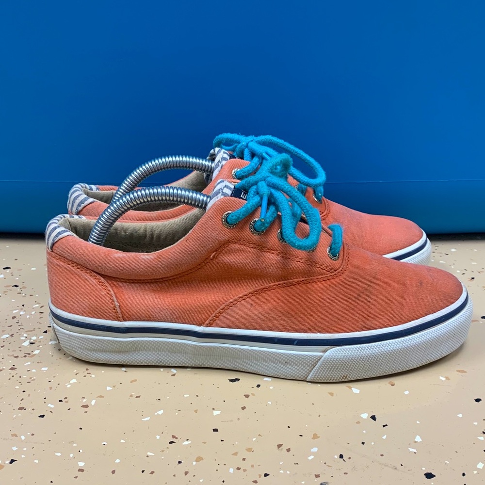 Sperry Men Topsider orange boat shoes like Vans